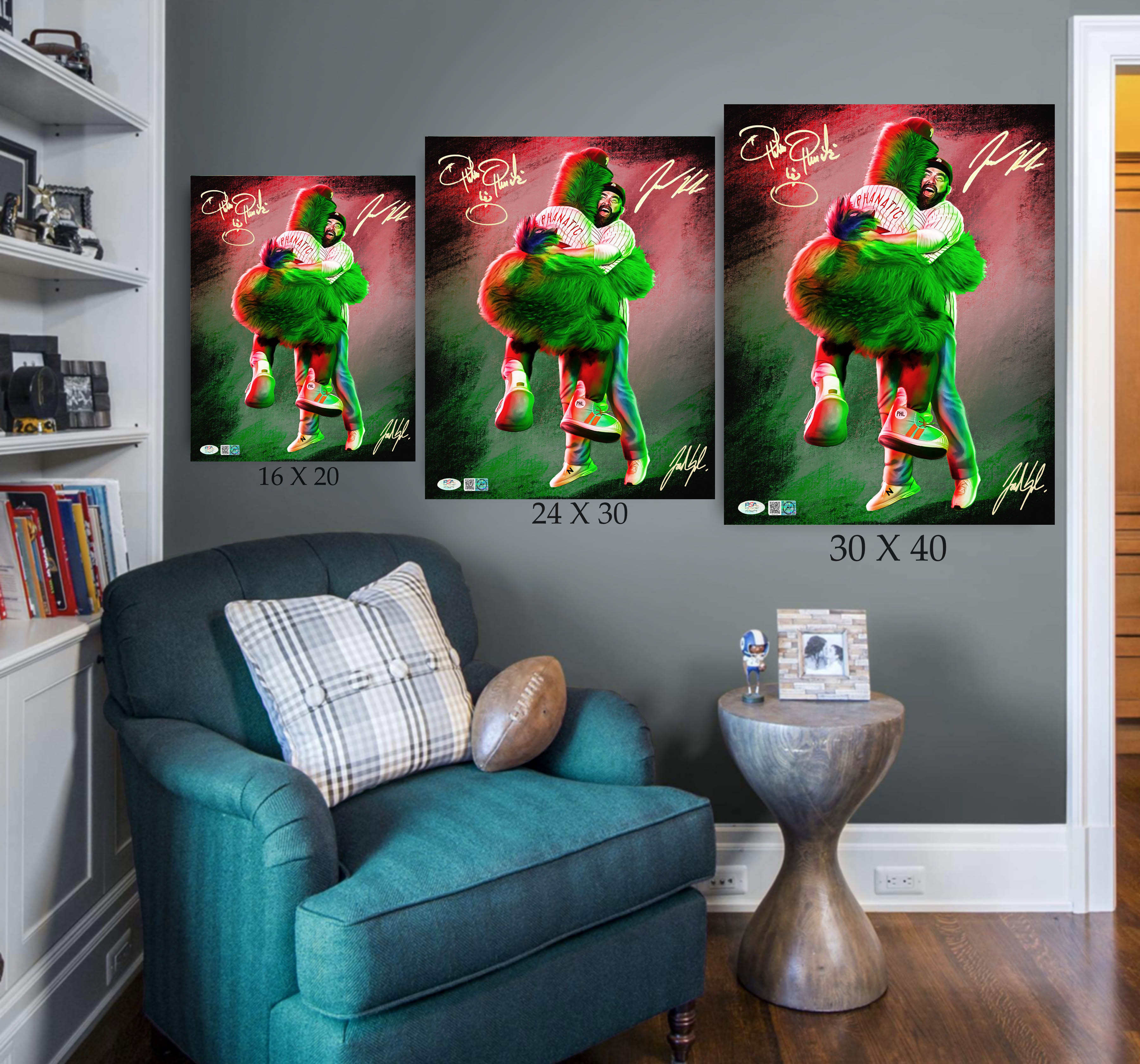 The Phillie Phanatic & Jason Kelce “Best Friends” Triple Autograph