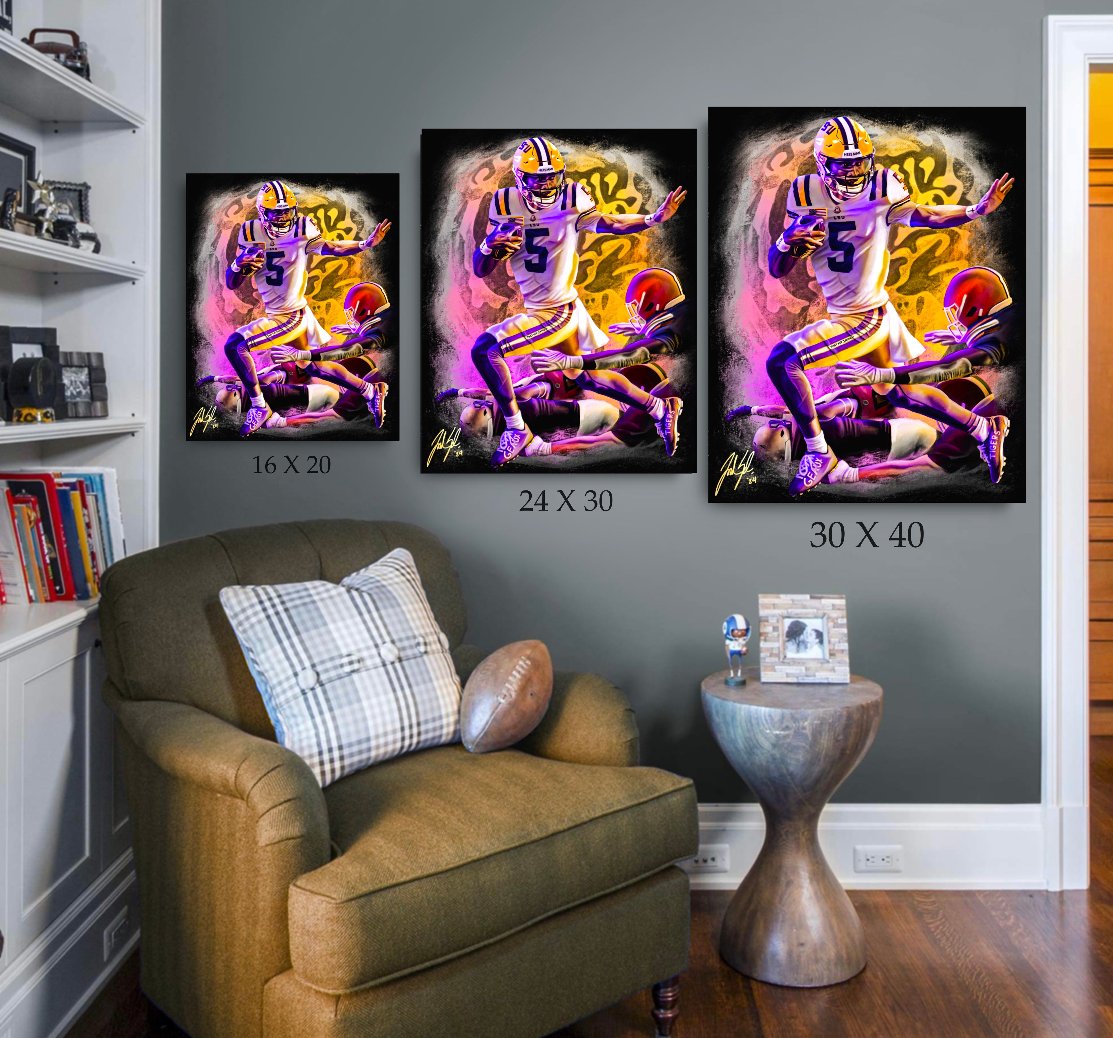 "THAT KID" Jayden Daniels - Spector Sports Art - 16 X 20 Canvas / Unframed