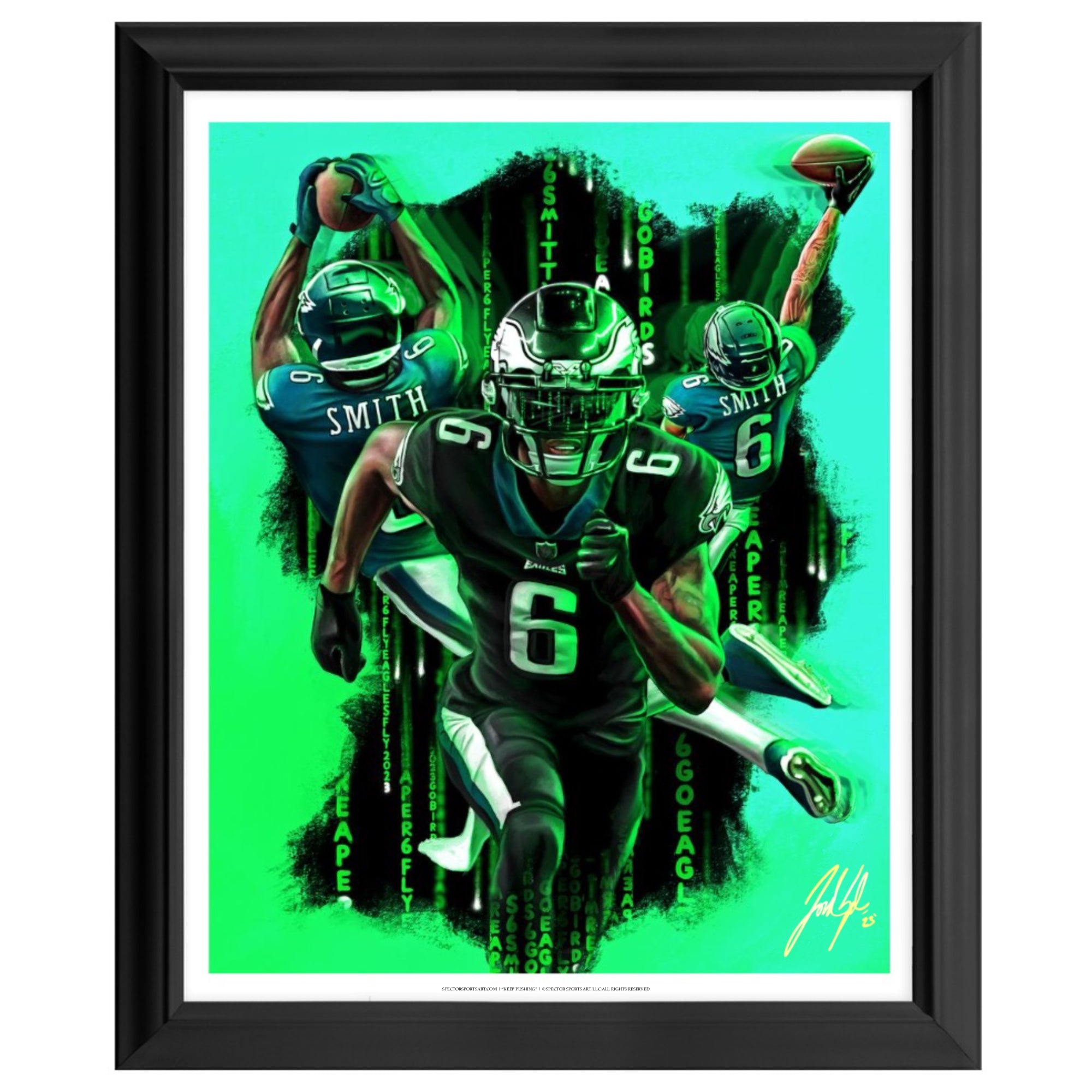Devonta Smith “KEEP PUSHING” - Spector Sports Art - 16 X 20 Art Print / Framed
