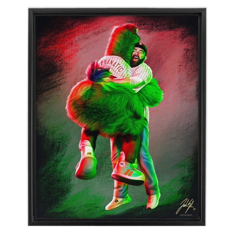 The Phillie Phanatic & Jason Kelce “Best Friends” - Spector Sports Art - 16 X 20 Canvas / Framed