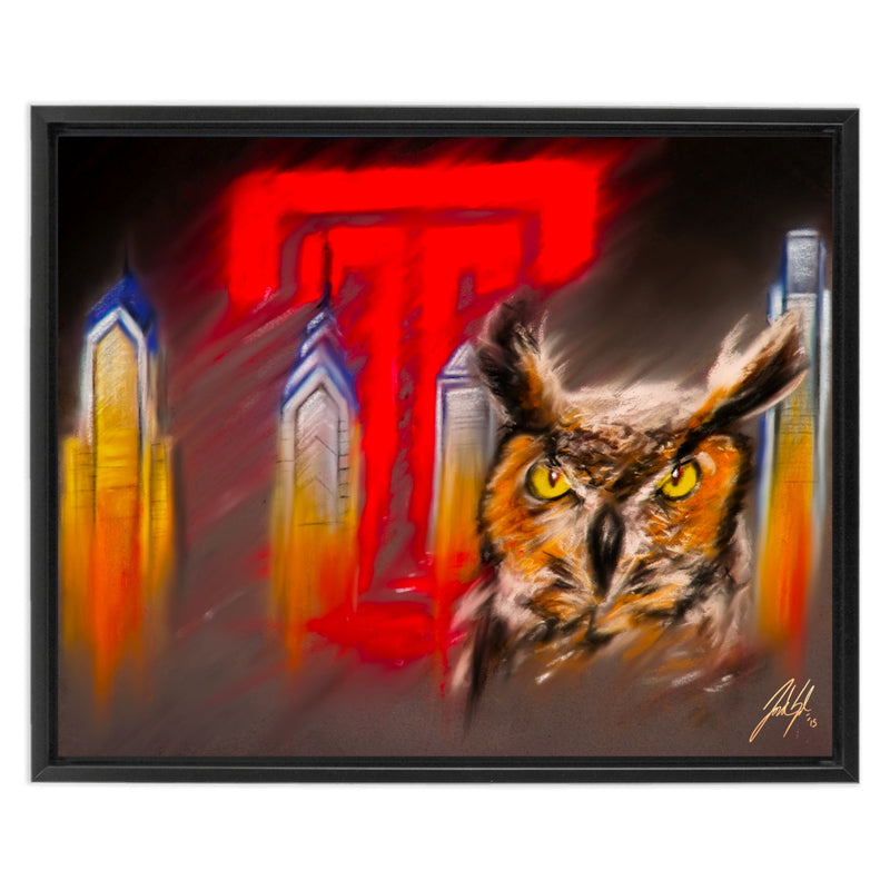 Stella The Temple Owl - Spector Sports Art - 16 X 20 Canvas / Framed