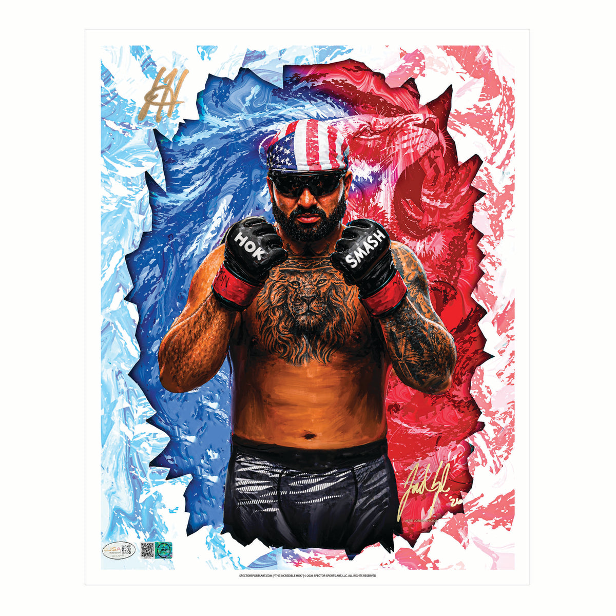Josh Hokit "The Incredible Hok" Artist X Athlete Dual Autograph Art Print