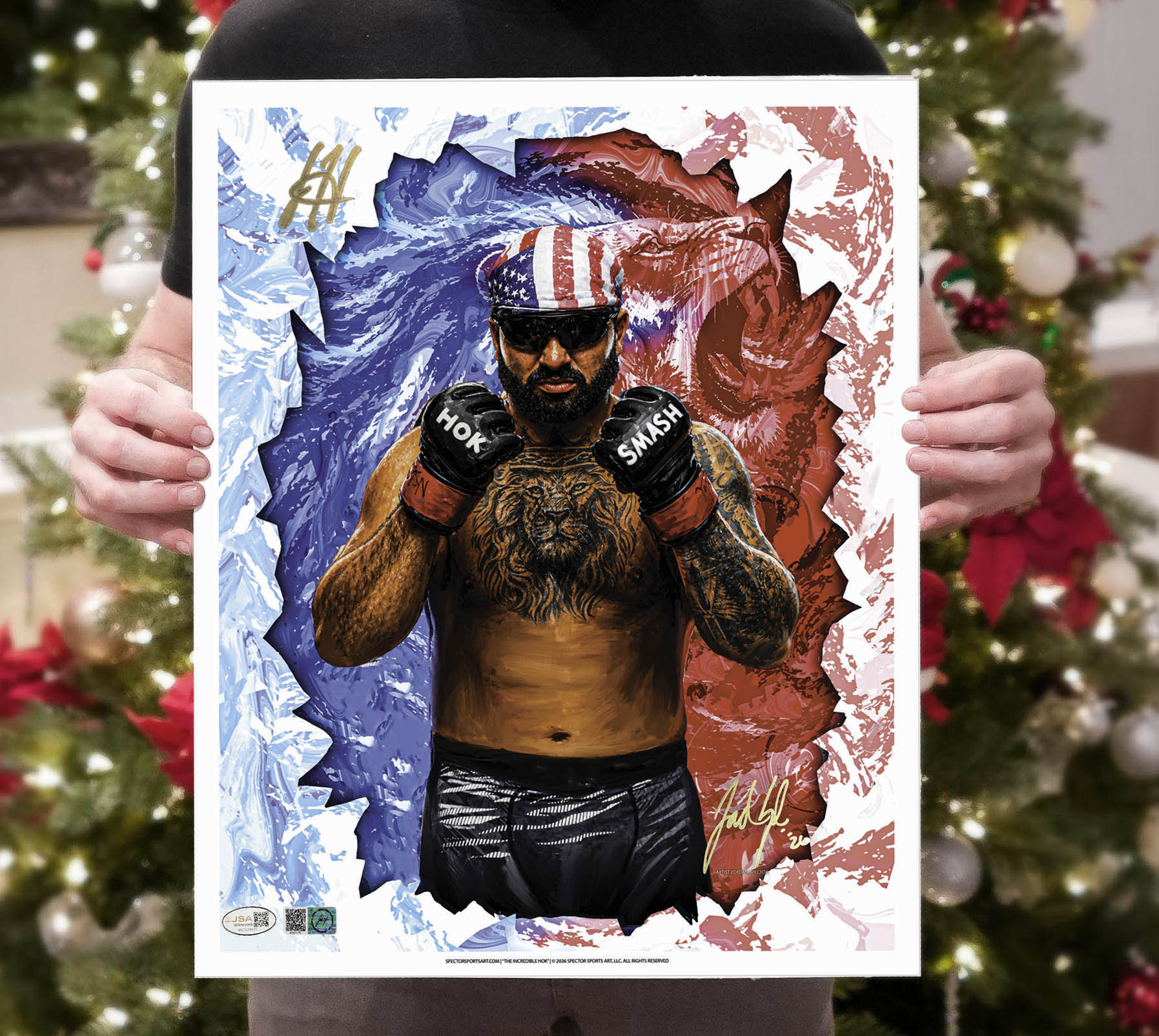 Josh Hokit "The Incredible Hok" Artist X Athlete Dual Autograph Art Print
