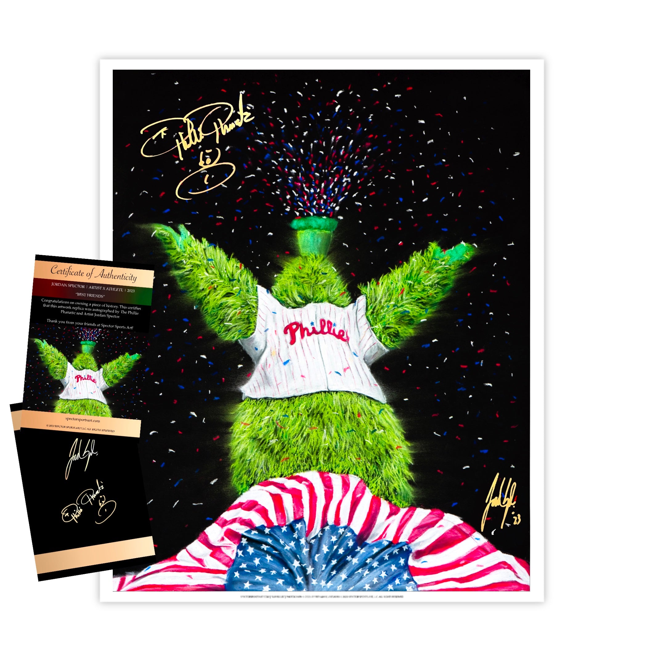 Hand Signed Phillie Phanatic "PARTY ON BROAD" Art Print - Spector Sports Art -