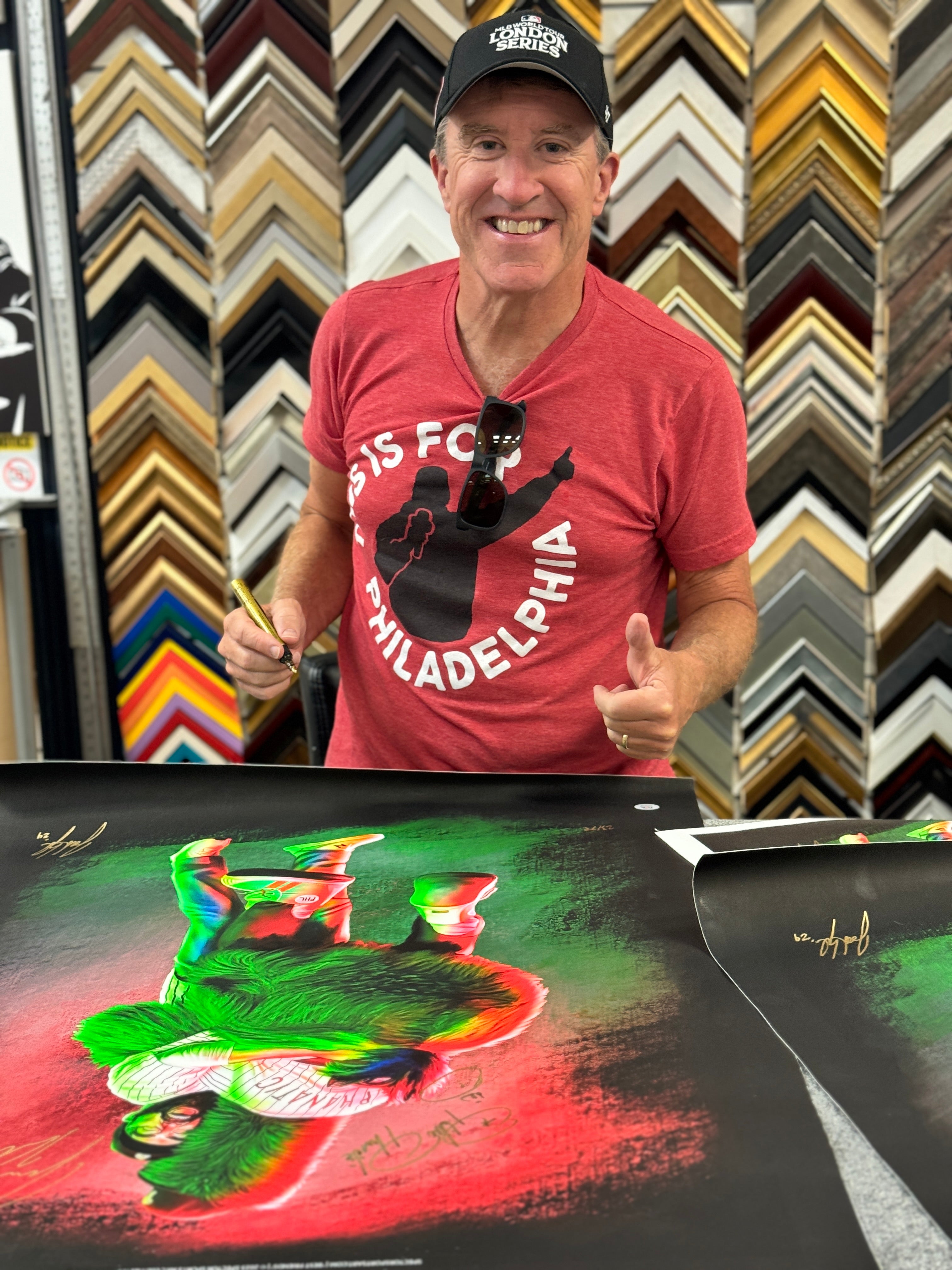 The Phillie Phanatic & Jason Kelce “Best Friends” Triple Autograph