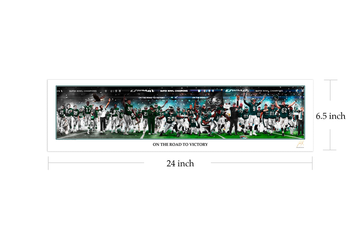 Eagles Legacy "On The Road To Victory" Art Print - Spector Sports Art - 6.5 X 24 Lithograph / No Frame