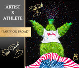 Hand Signed Phillie Phanatic "PARTY ON BROAD" Art Print - Spector Sports Art -