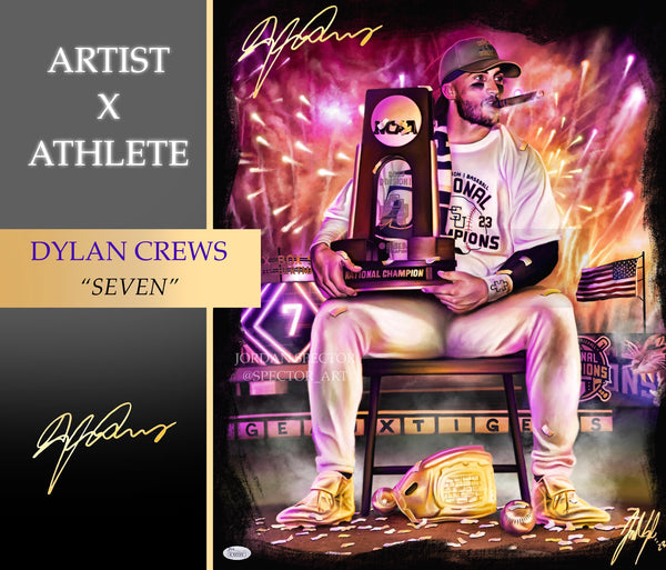 Dylan Crews “SEVEN” Artist X Athlete Dual Autograph - Spector Sports Art -