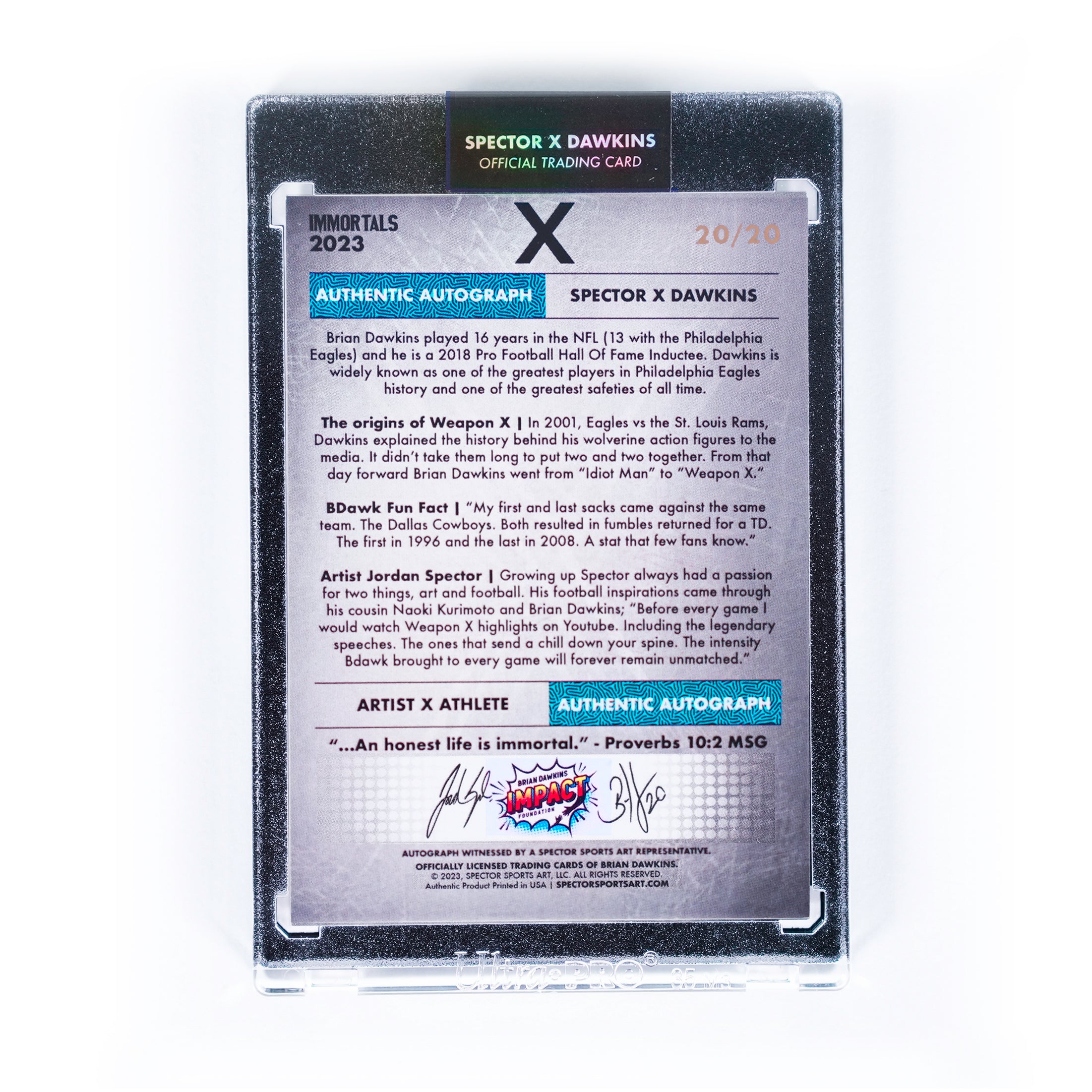 JORDAN SPECTOR X BRIAN DAWKINS - "RELENTLESS" - IMMORTALS™ TRADING CARD - Spector Sports Art -