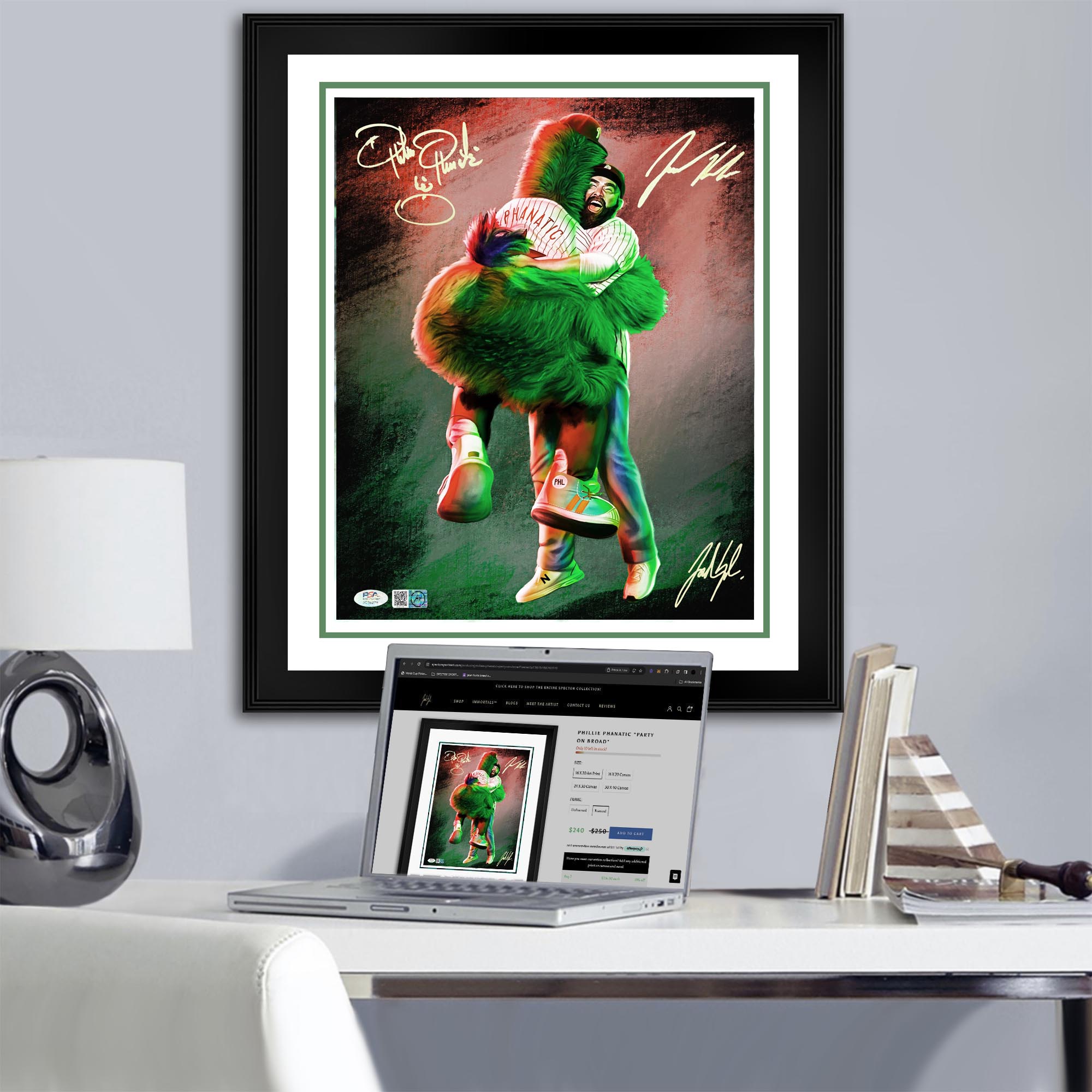 The Phillie Phanatic & Jason Kelce “Best Friends” Triple Autograph