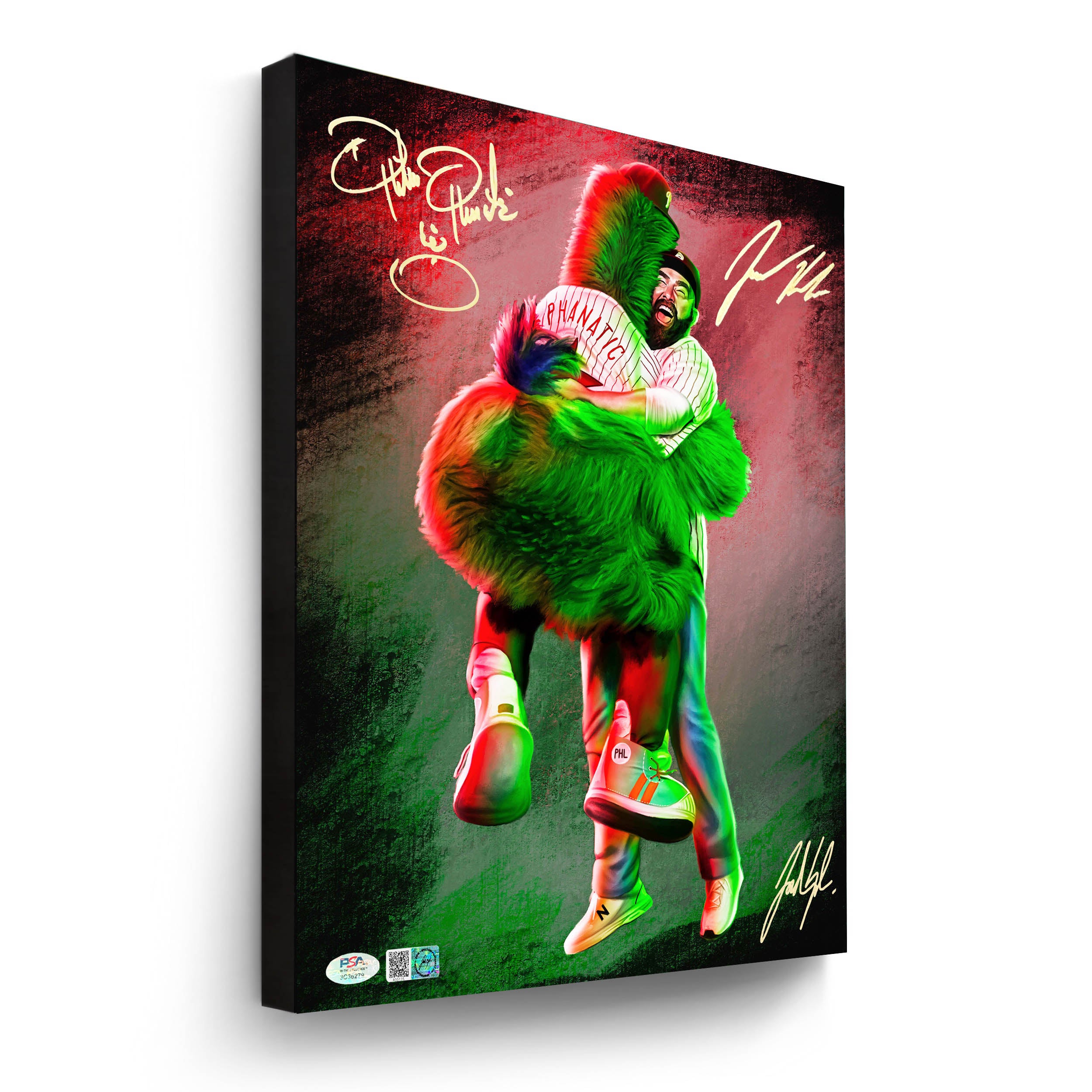 The Phillie Phanatic & Jason Kelce “Best Friends” Triple Autograph