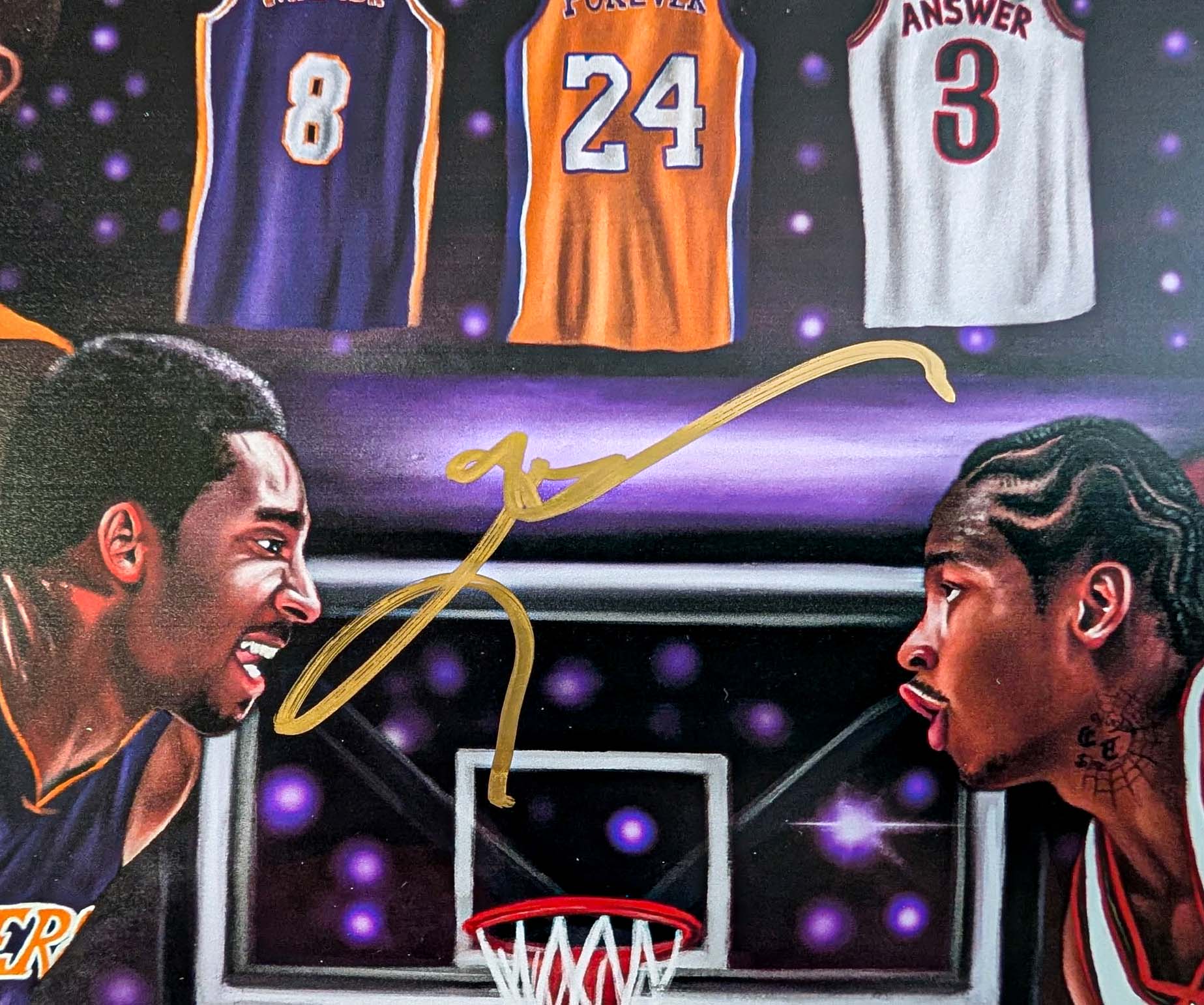 Mamba vs. The Answer “ Pound For Pound” Artist X Athlete Autograph 16 x 20 Lithograph