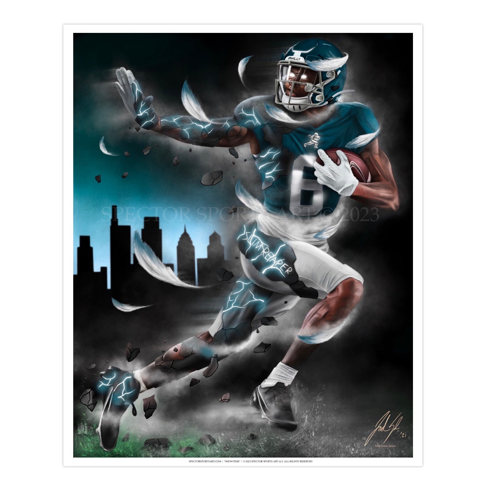 Devonta Smith "Slim Reaper Legacy" - Spector Sports Art - 16 X 20 Art Print / Unframed