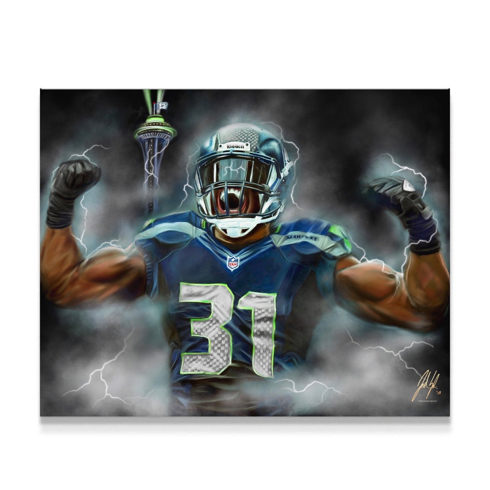 Kam Chancellor "Bam Bam Kam" - Spector Sports Art - 16 X 20 Canvas / Unframed