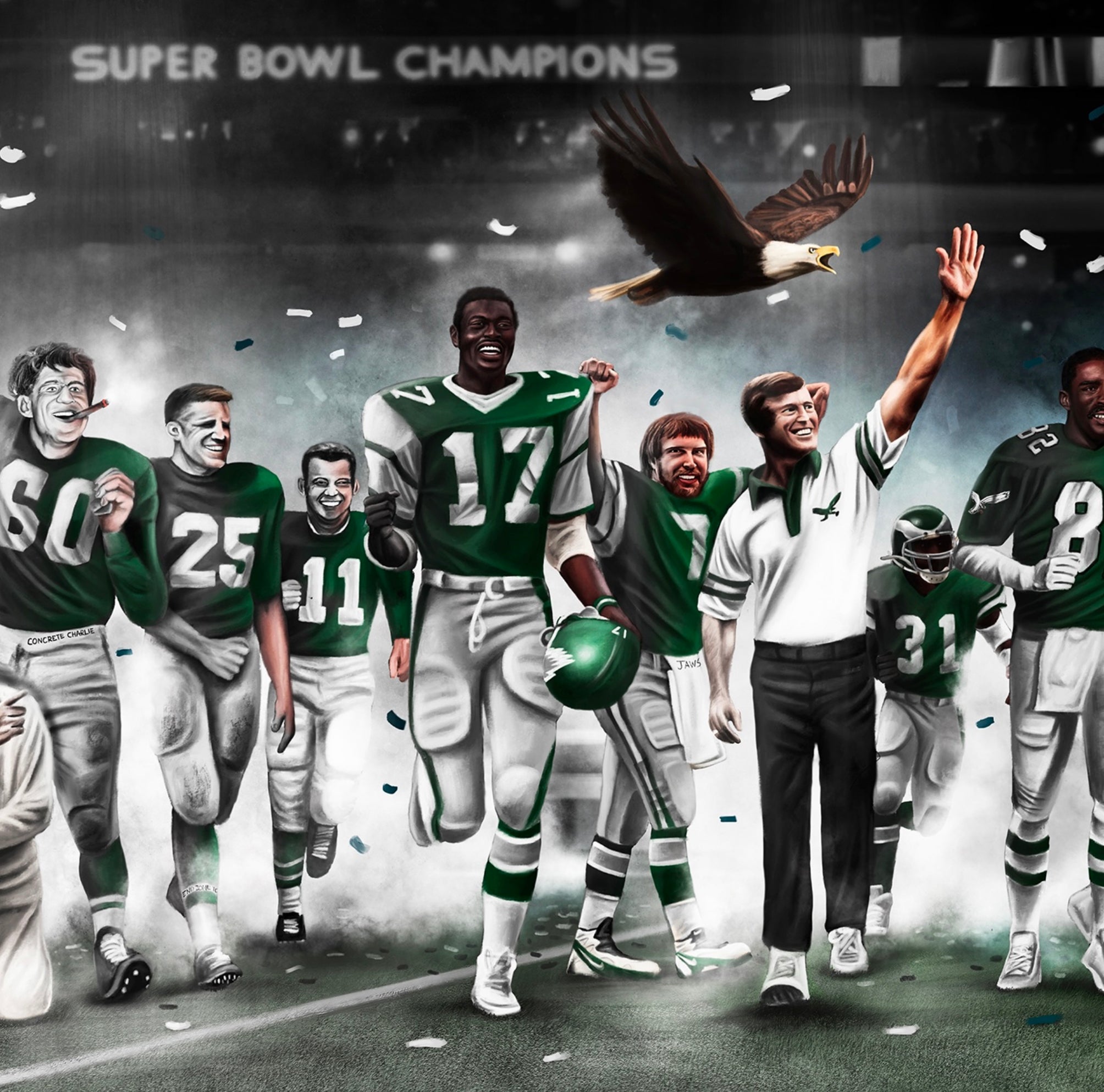 Eagles Legacy “On The Road To Victory” Life Size | The "52" Editions - Spector Sports Art -