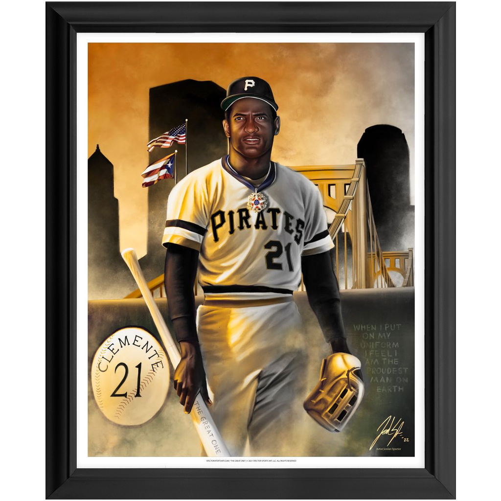 Roberto Clemente “The Great One” - Spector Sports Art - 16 X 20 Art Print / Framed