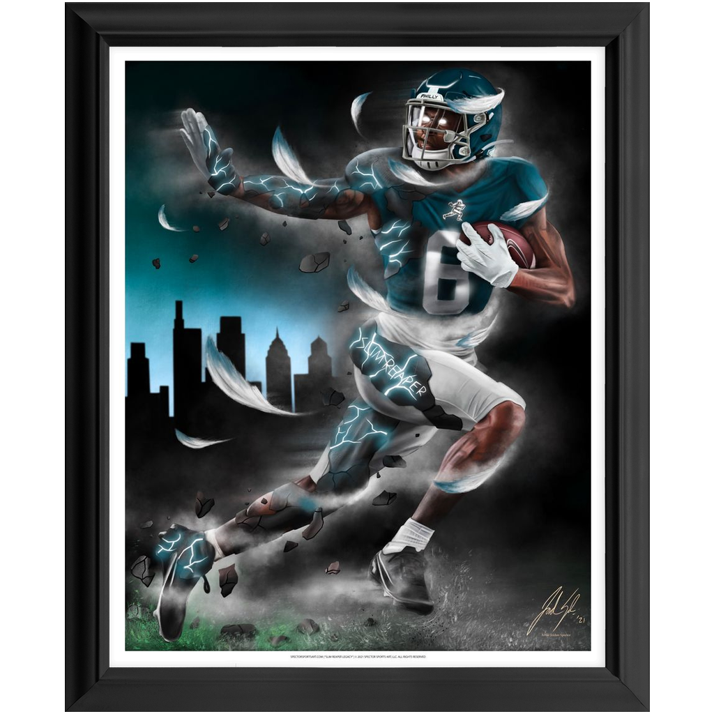 Devonta Smith "Slim Reaper Legacy" - Spector Sports Art - 16 X 20 Art Print / Frame