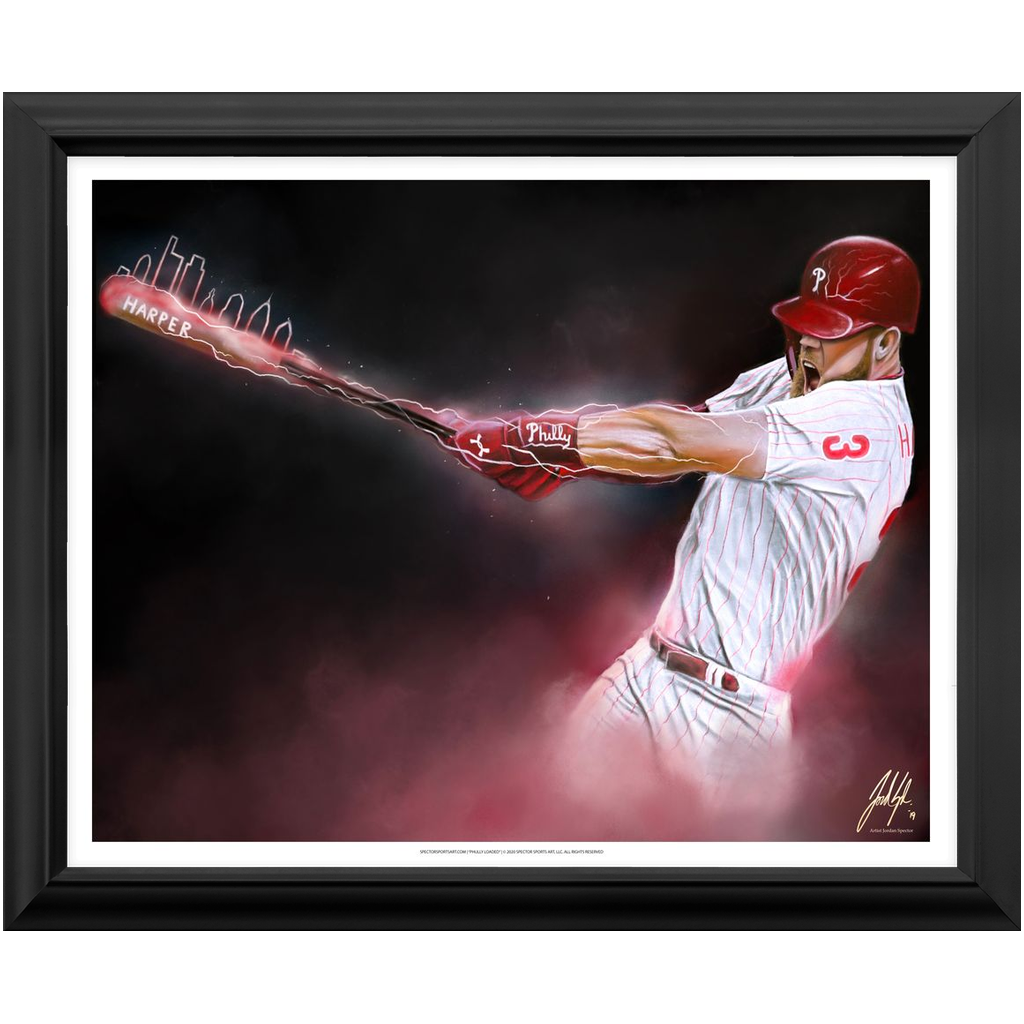 Phillies Bryce Harper “Phully Loaded” - Spector Sports Art - 16 X 20 Art Print / Framed