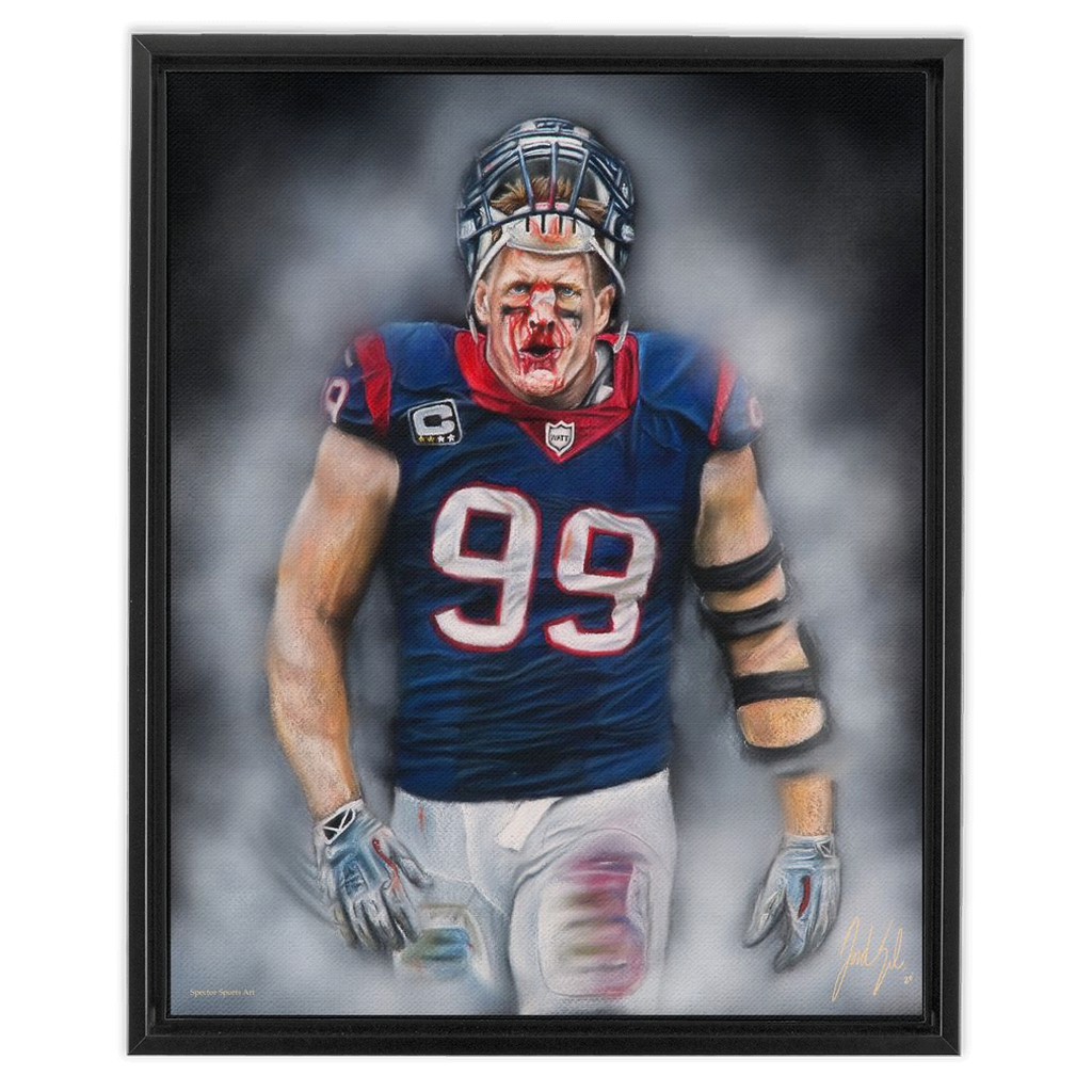 JJ Watt "Houston Strong" - Spector Sports Art - 16 X 20 Canvas / Framed