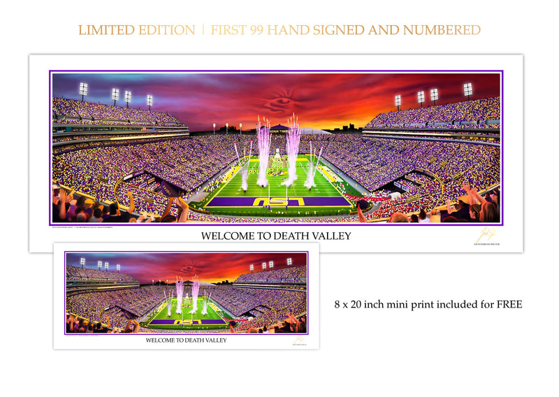 Tiger Stadium "Welcome To Death Valley" | Limited Edition - Spector Sports Art - 16 X 39 Lithograph / No Frame