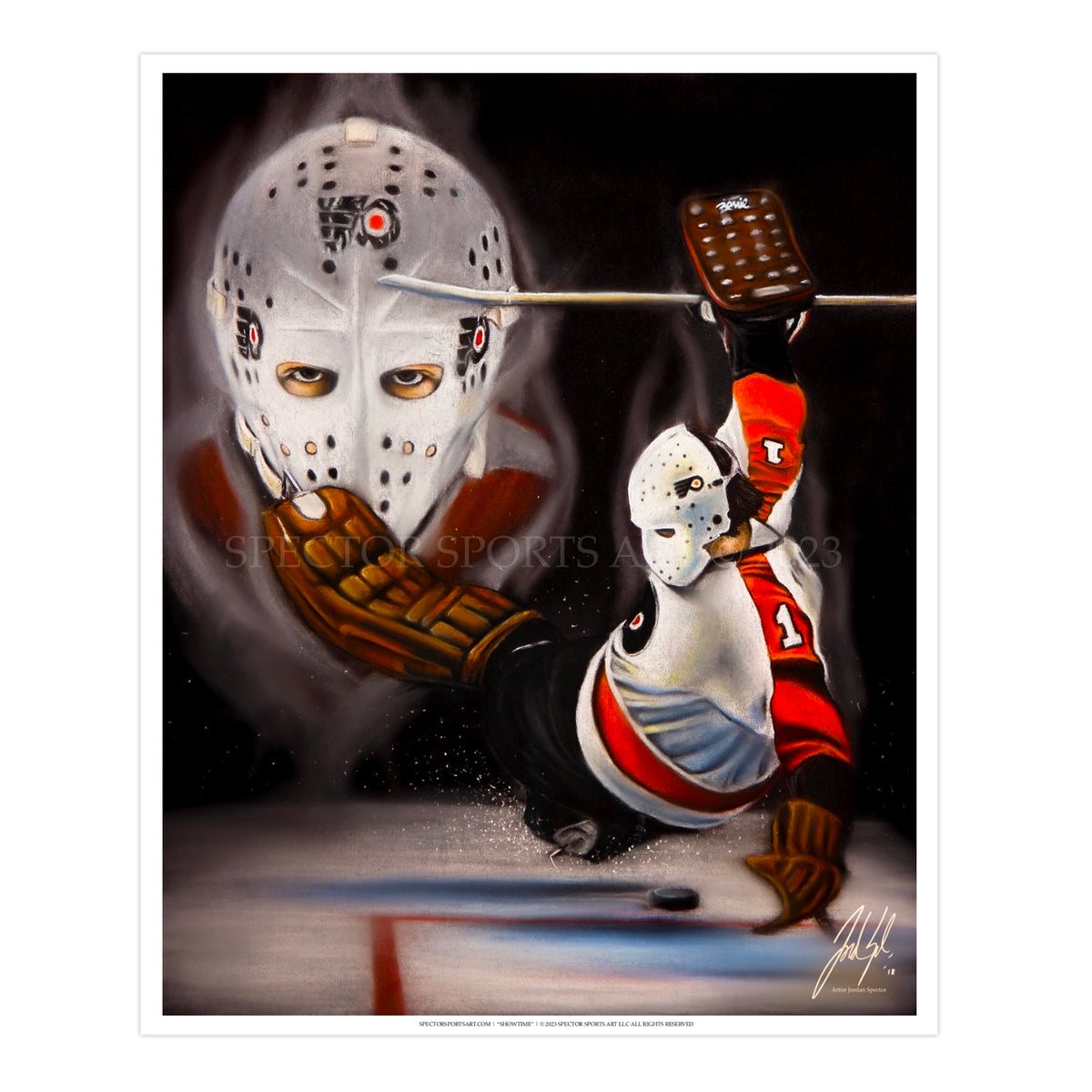 Bernie Parent - Spector Sports Art - 16 X 20 Canvas / Unframed