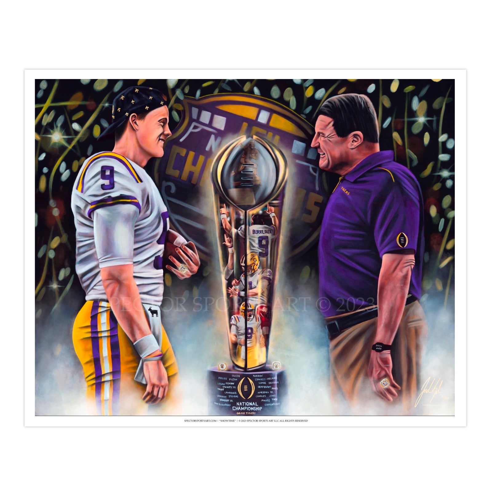 Joe Burrow and Coach O “Perfection” - Spector Sports Art - 16 X 20 Art Print / Unframed