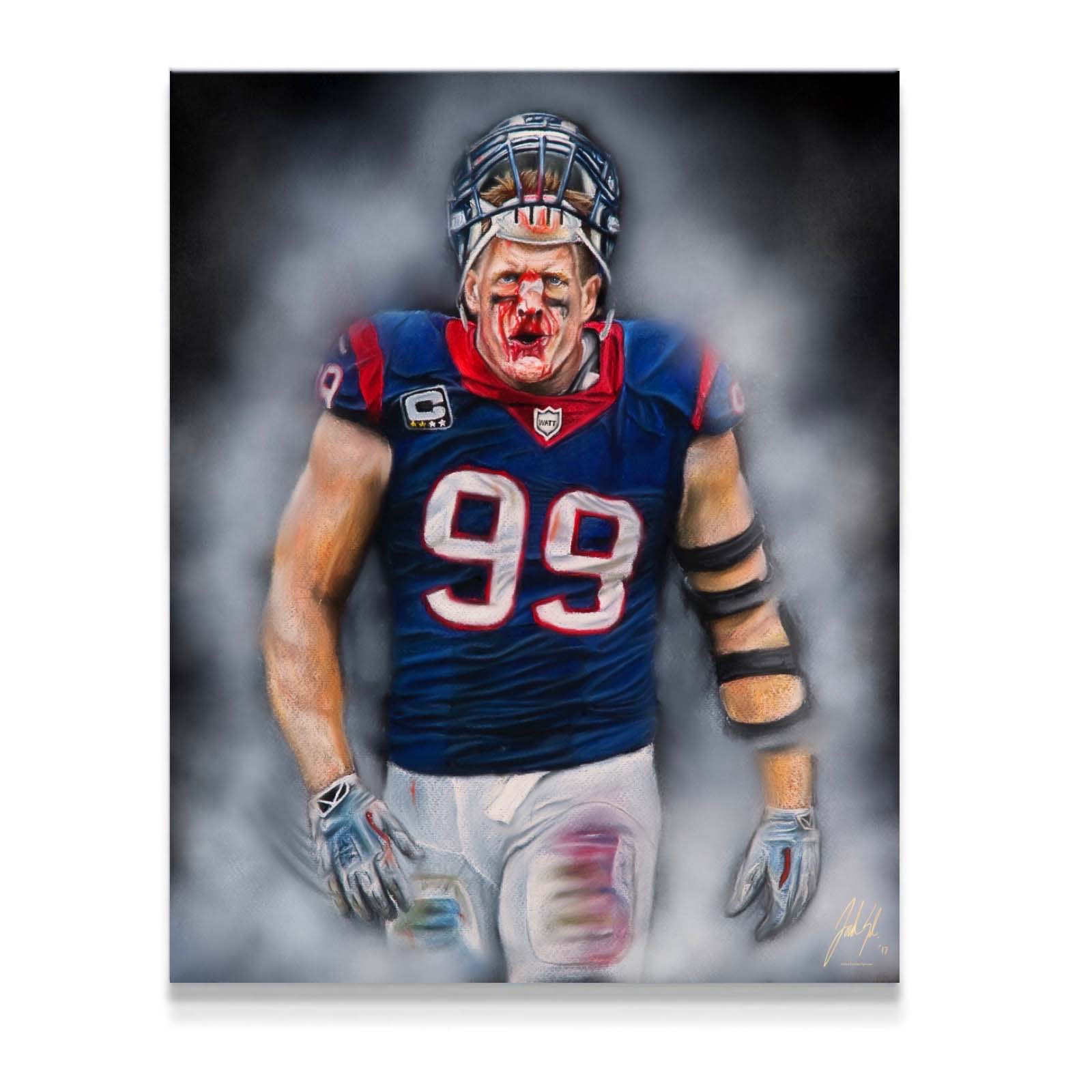 JJ Watt "Houston Strong" - Spector Sports Art - 16 X 20 Canvas / Unframed