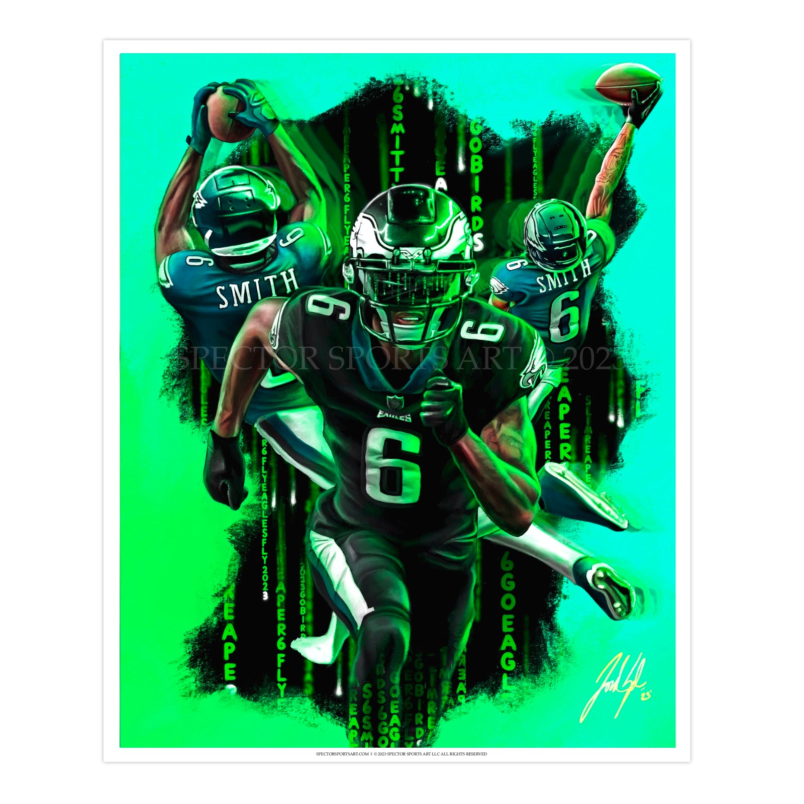 Devonta Smith “KEEP PUSHING” - Spector Sports Art - 16 X 20 Art Print / Unframed