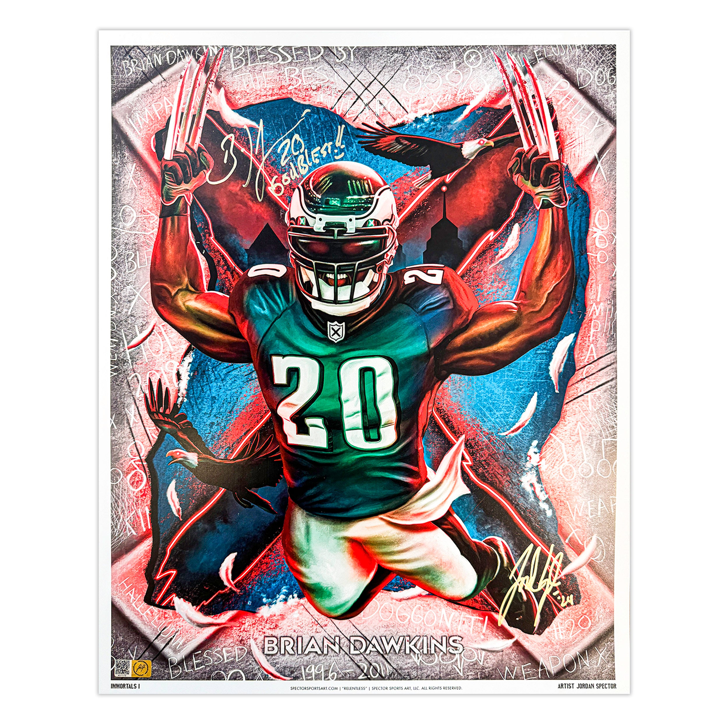 IMMORTALS™ BRIAN DAWKINS "RELENTLESS" LEGACY FINE ART EDITION – DUAL AUTOGRAPH