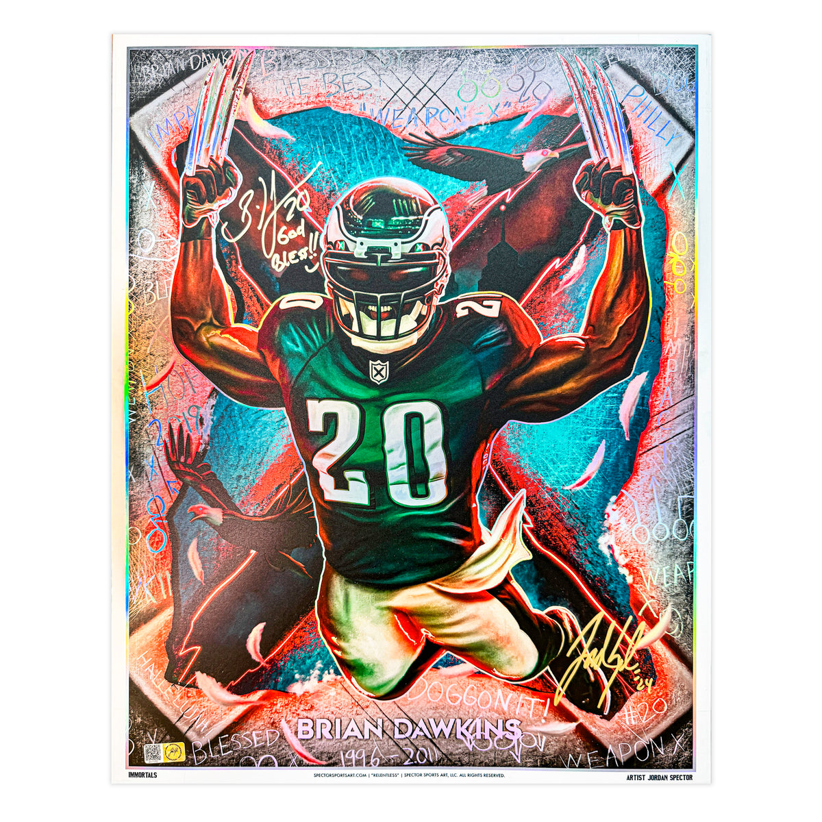 IMMORTALS™ BRIAN DAWKINS "RELENTLESS" LEGACY FINE ART EDITION – DUAL AUTOGRAPH