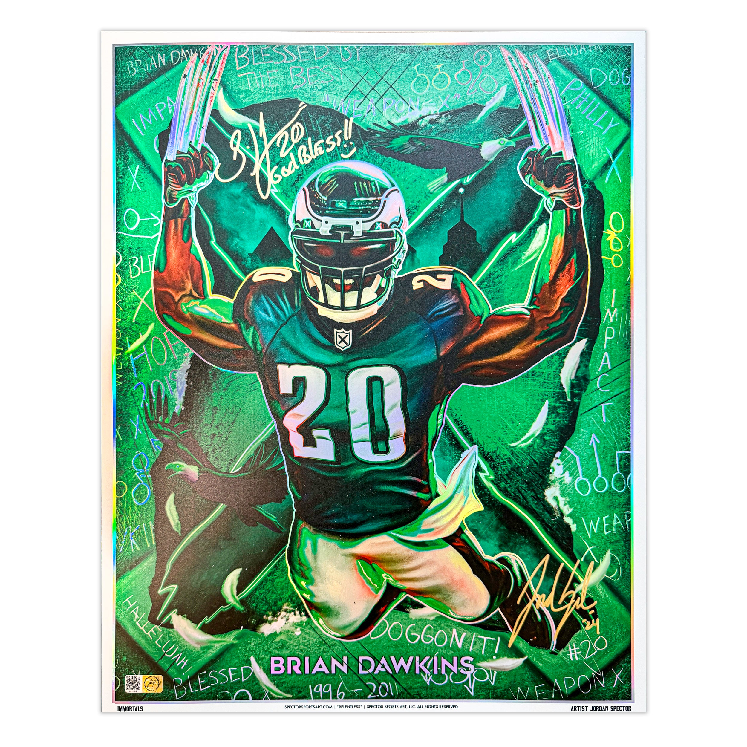 IMMORTALS™ BRIAN DAWKINS "RELENTLESS" LEGACY FINE ART EDITION – DUAL AUTOGRAPH
