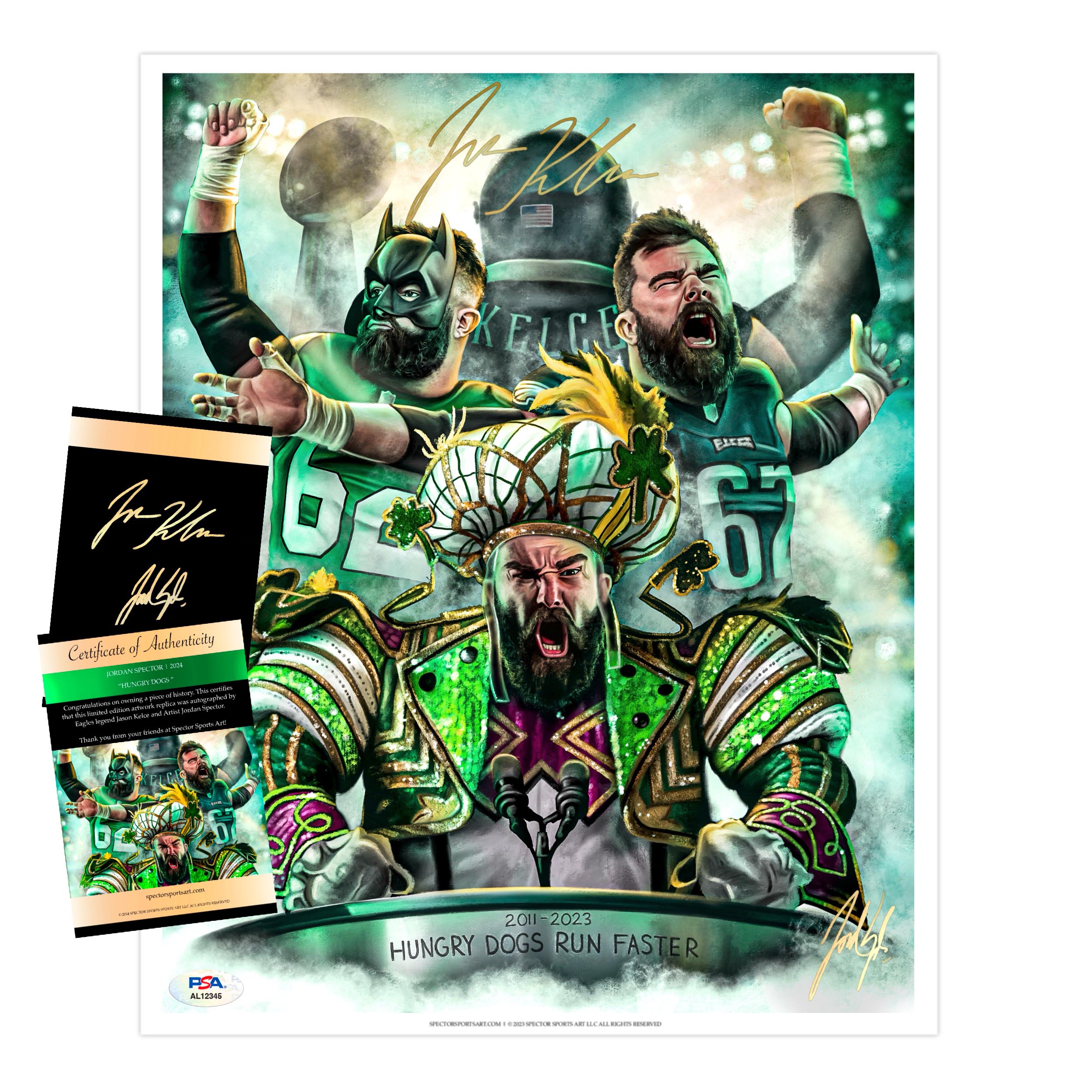 Jason Kelce "Hungry Dogs" Artist X Athlete Dual Autograph