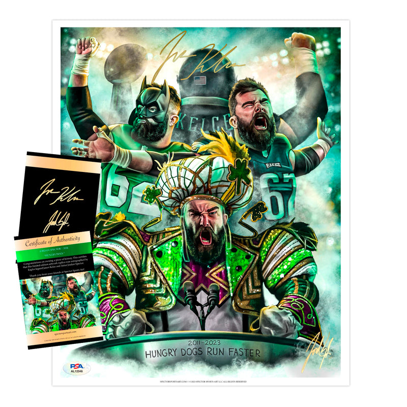 Jason Kelce "Hungry Dogs" Artist X Athlete Dual Autograph