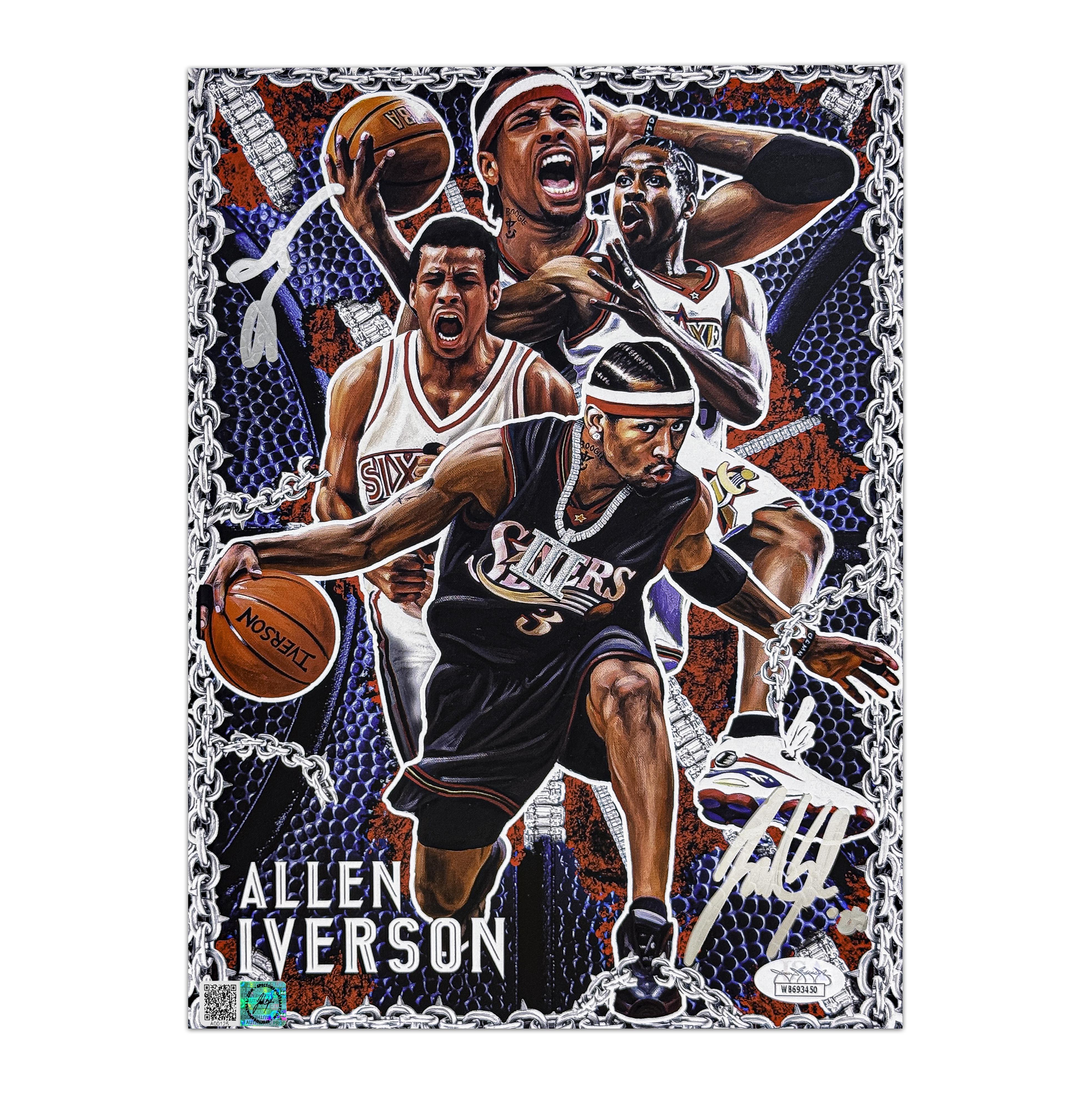 Allen Iverson "The Answer" Artist X Athlete Dual Autograph 8 x 11 Lithograph