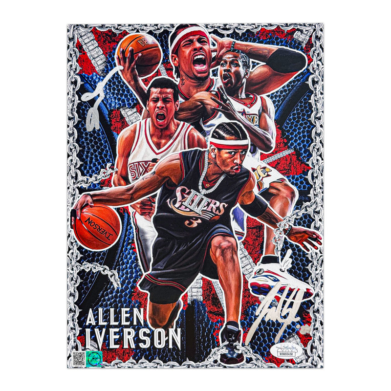 Allen Iverson "The Answer" Artist X Athlete Dual Autograph 8 x 11 Lithograph