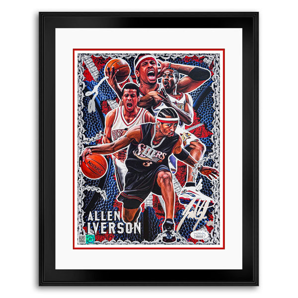 Allen Iverson "The Answer" Artist X Athlete Dual Autograph 8 x 11 Lithograph