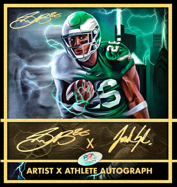 Saquon Barkley "Born To Run" Artist X Athlete Dual Autograph - Pre Order Opportunity