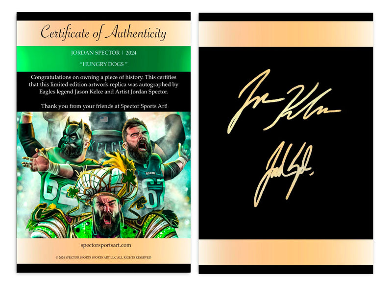 Jason Kelce "Hungry Dogs" Artist X Athlete Dual Autograph