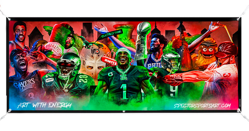 Philly Sports "Art With Energy" Banner - Spector Sports Art -