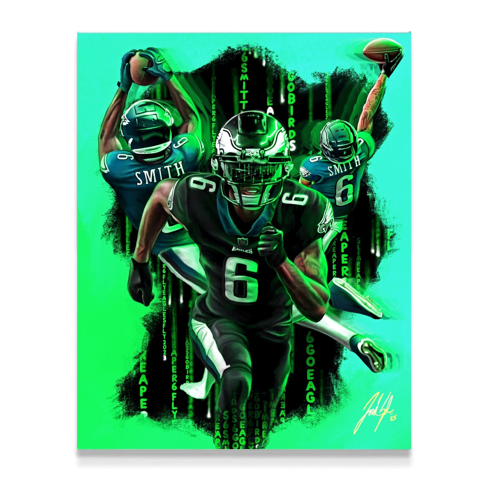 Devonta Smith “KEEP PUSHING” - Spector Sports Art - 16 X 20 Canvas / Unframed