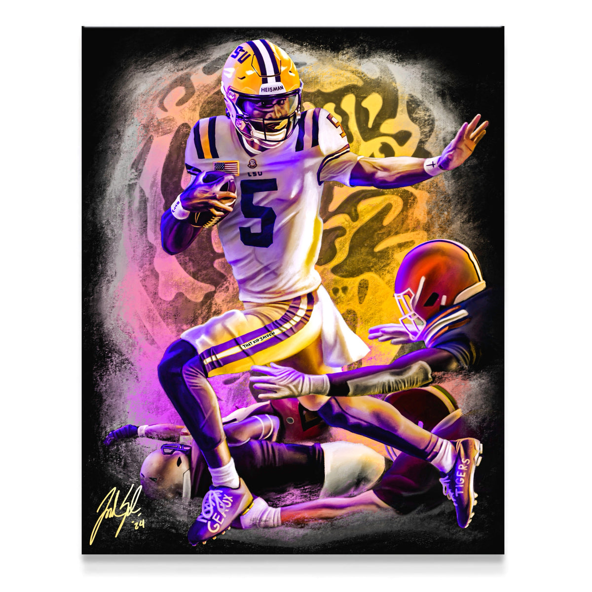 "THAT KID" Jayden Daniels - Spector Sports Art - 16 X 20 Canvas / Unframed