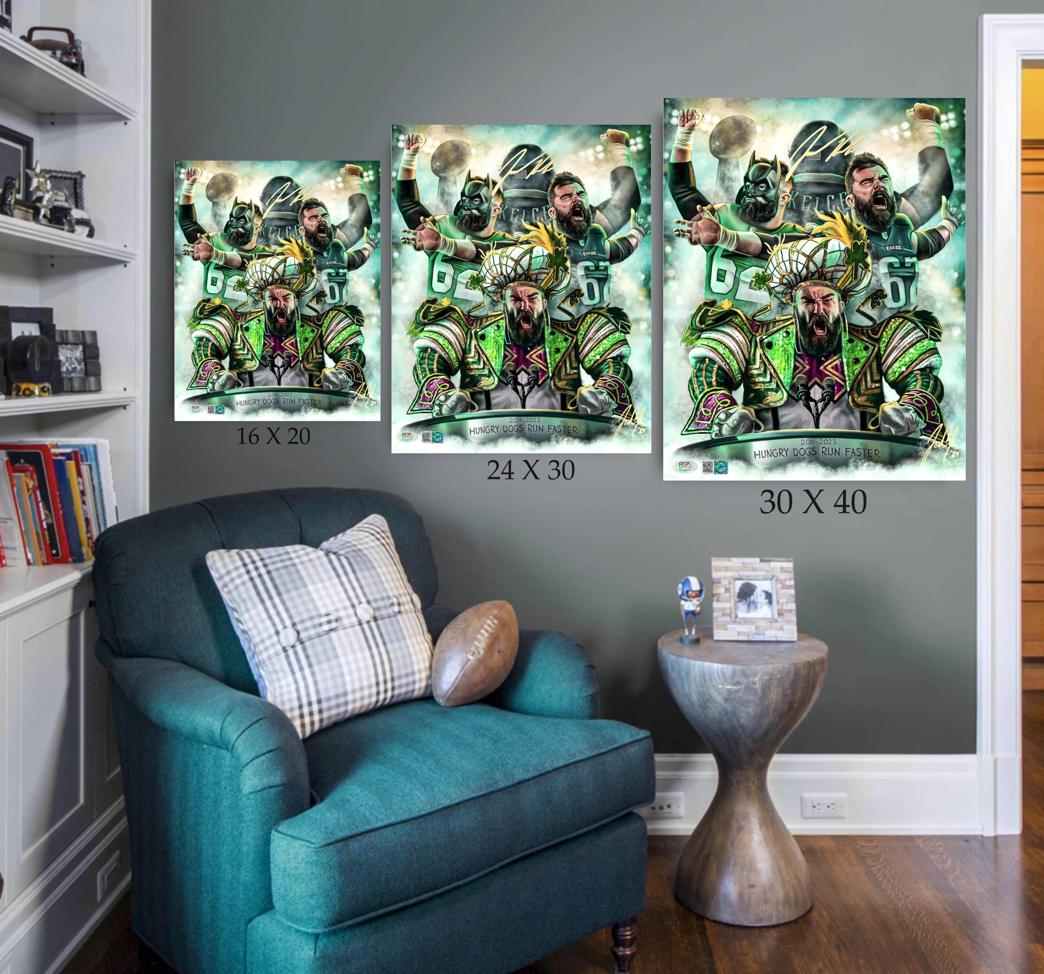 Jason Kelce "Hungry Dogs" Artist X Athlete Dual Autograph