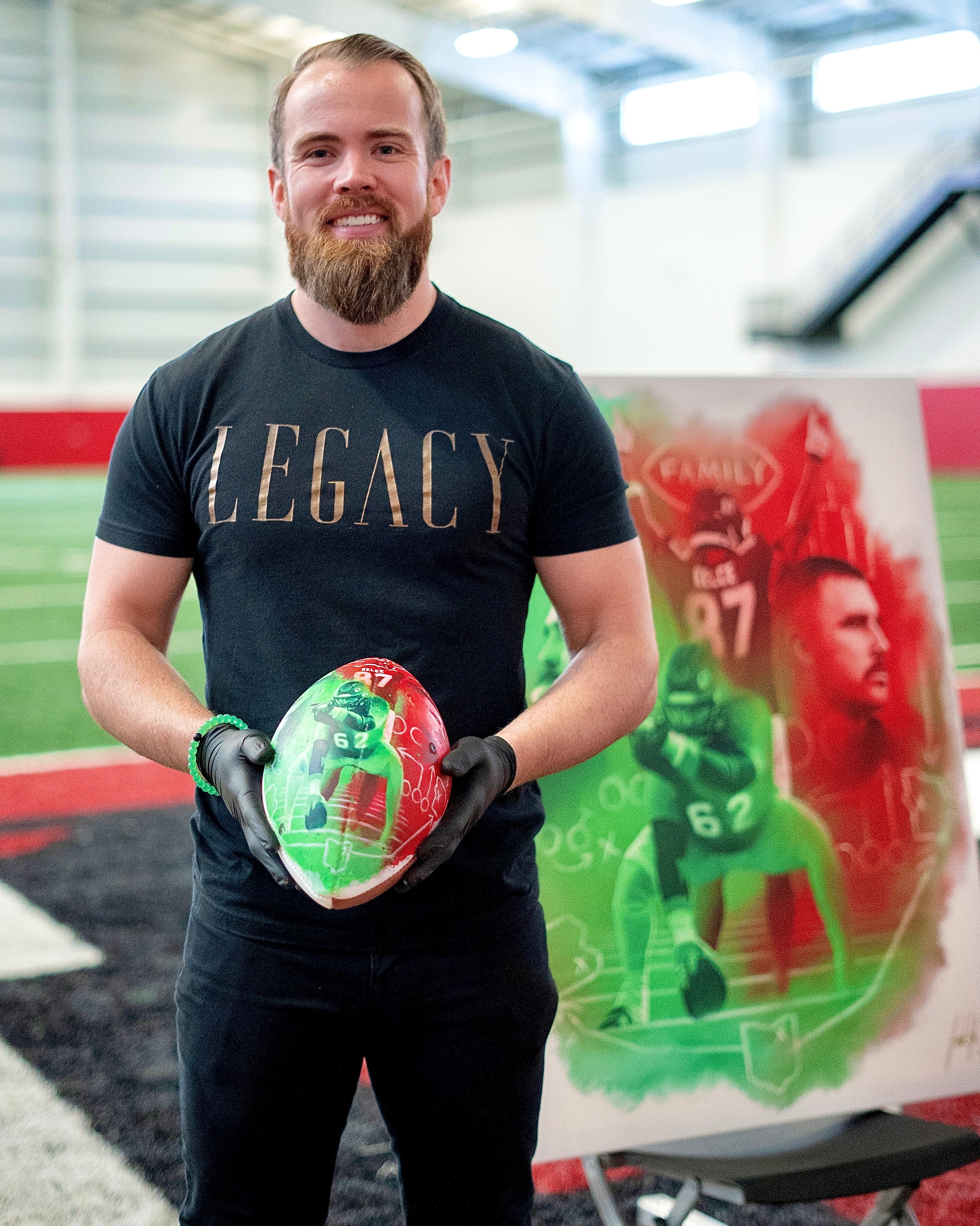 THE KELCE BROS "FAMILY FIRST" 1 OF 1 FOOTBALL - Spector Sports Art -