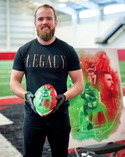 THE KELCE BROS "FAMILY FIRST" 1 OF 1 FOOTBALL - Spector Sports Art -