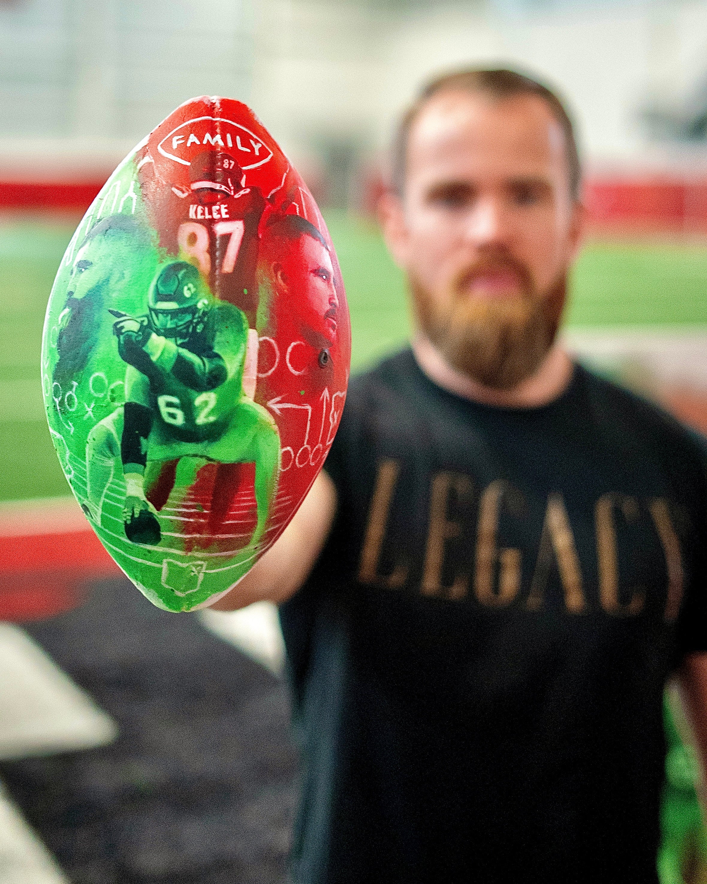 THE KELCE BROS "FAMILY FIRST" 1 OF 1 FOOTBALL - Spector Sports Art -