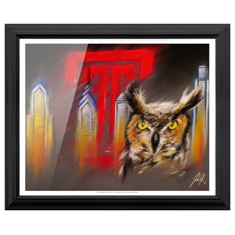 Stella The Temple Owl - Spector Sports Art - 16 X 20 Art Print / Framed