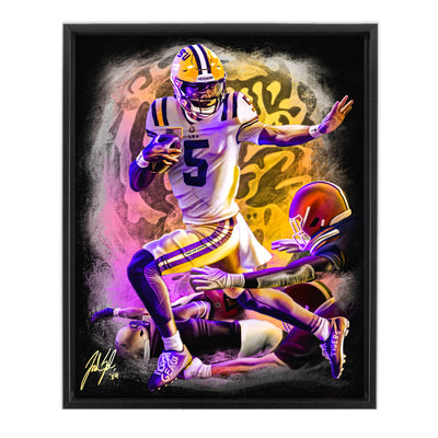 "THAT KID" Jayden Daniels - Spector Sports Art - 16 X 20 Canvas / Framed