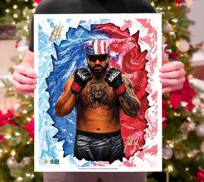 Josh Hokit "The Incredible Hok" Artist X Athlete Dual Autograph Art Print