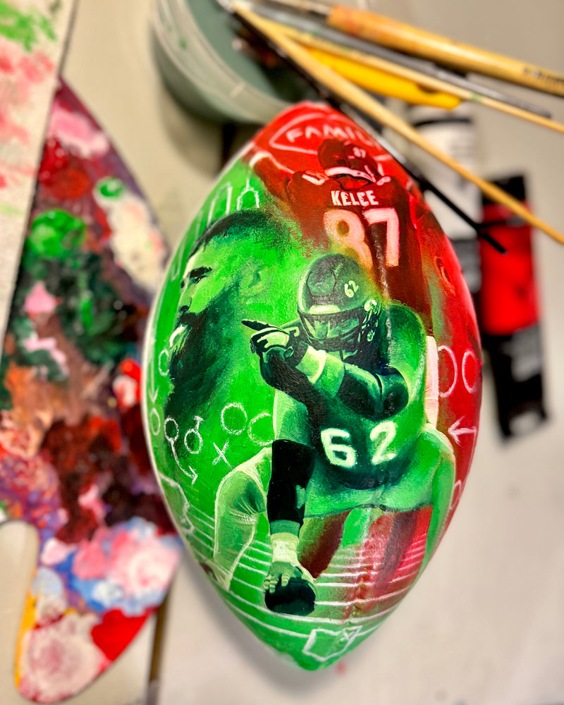 THE KELCE BROS "FAMILY FIRST" 1 OF 1 FOOTBALL - Spector Sports Art -