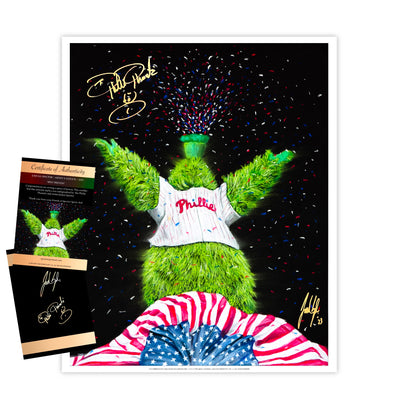 Hand Signed Phillie Phanatic "PARTY ON BROAD" Art Print - Spector Sports Art -